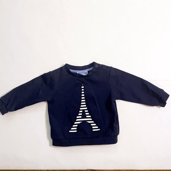 Jacadi Baby Blue Eiffel Tower Sweatshirt, Size 12 Months - Picture 2 of 5